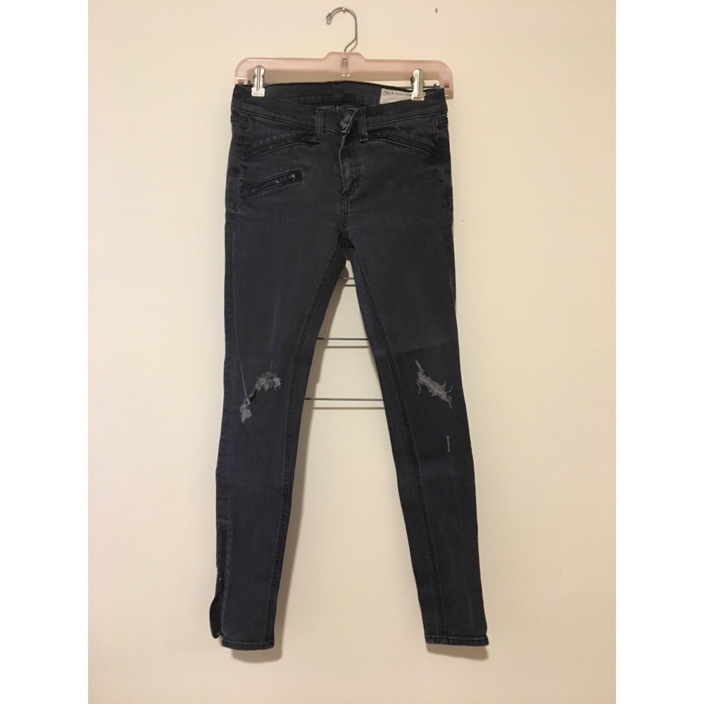 Rag and Bone distressed dark skinny jeans